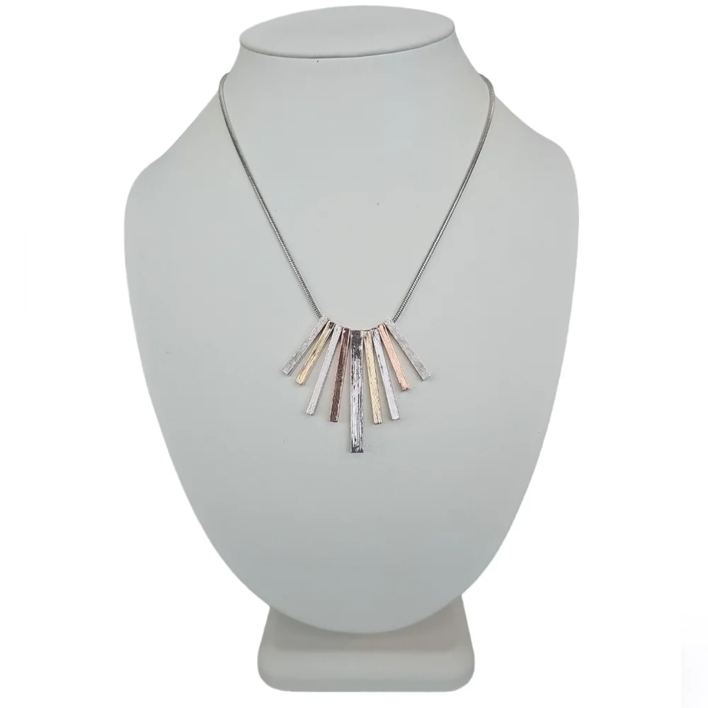 The Limited Reversible Fringe Necklace In Silver, Gold, Rose Gold and Rhinestone
